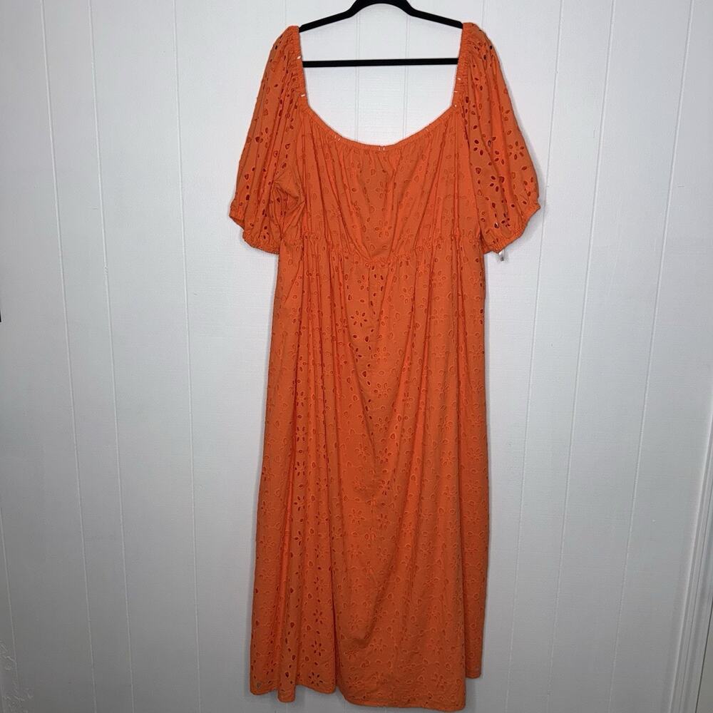 Eloquii Women’s Eyelet Tie Front Maxi Dress Orange Size 26 NWT - Picture 5 of 9